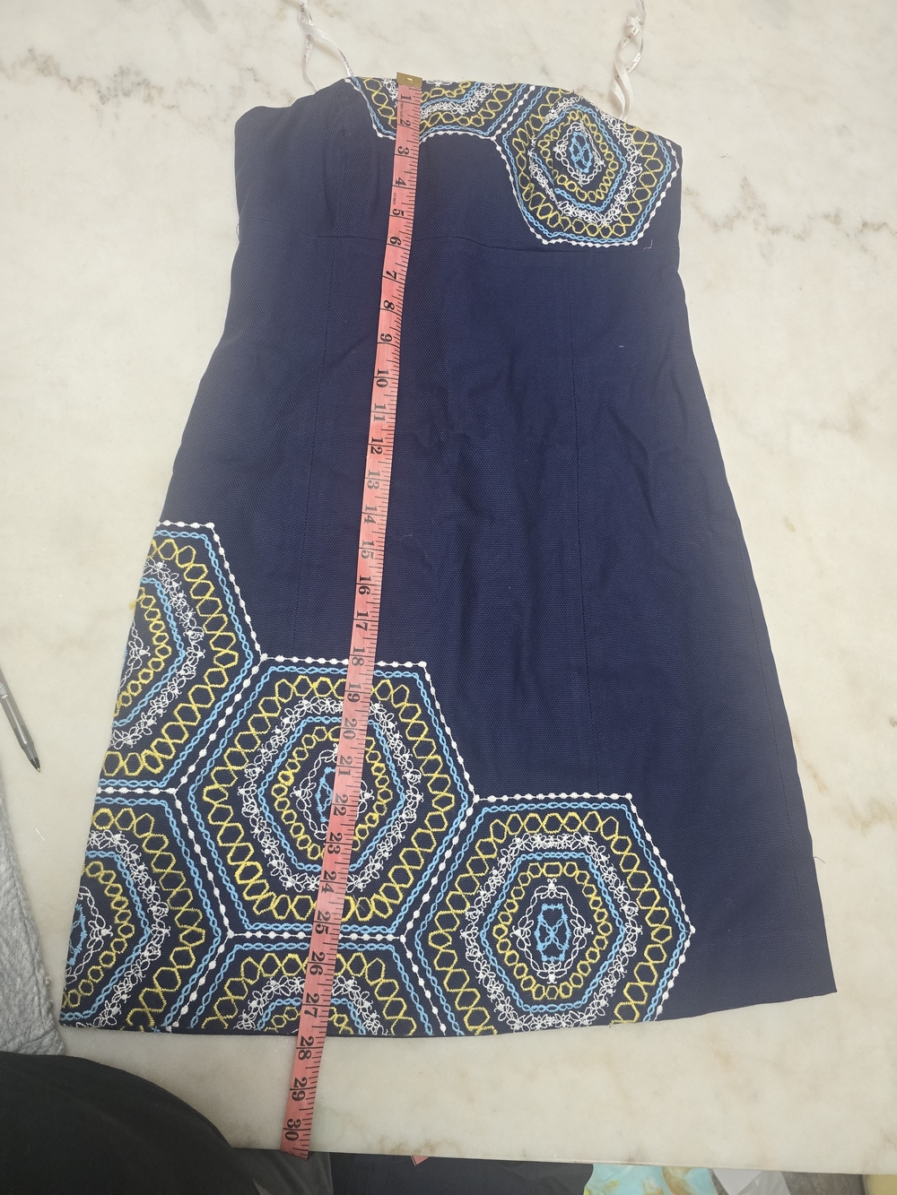 Lilly Pulitzer Navy Strapless Mini Dress with Teal Embroidery - Picture 7 of 9